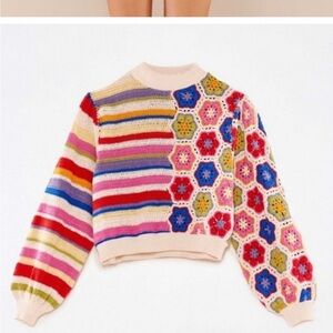 Farm Rio colourful crochet sweater